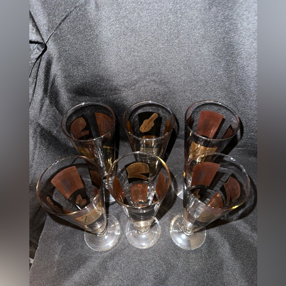 Vintage Music by Muzak Pilsner Beer Glasses set of (6) - Picture 8 of 13